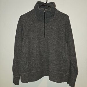 Nike Women's Heathered Charcoal Knit 1/4 Zip-Up Boxy Sweater, M